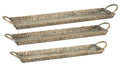 Hammered Metal Tray with Washed Finish and Handles (Set of 3)