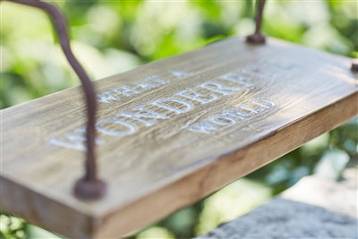 What a Wonderful World Wood Garden Swing with Metal Handles 23.5"L
