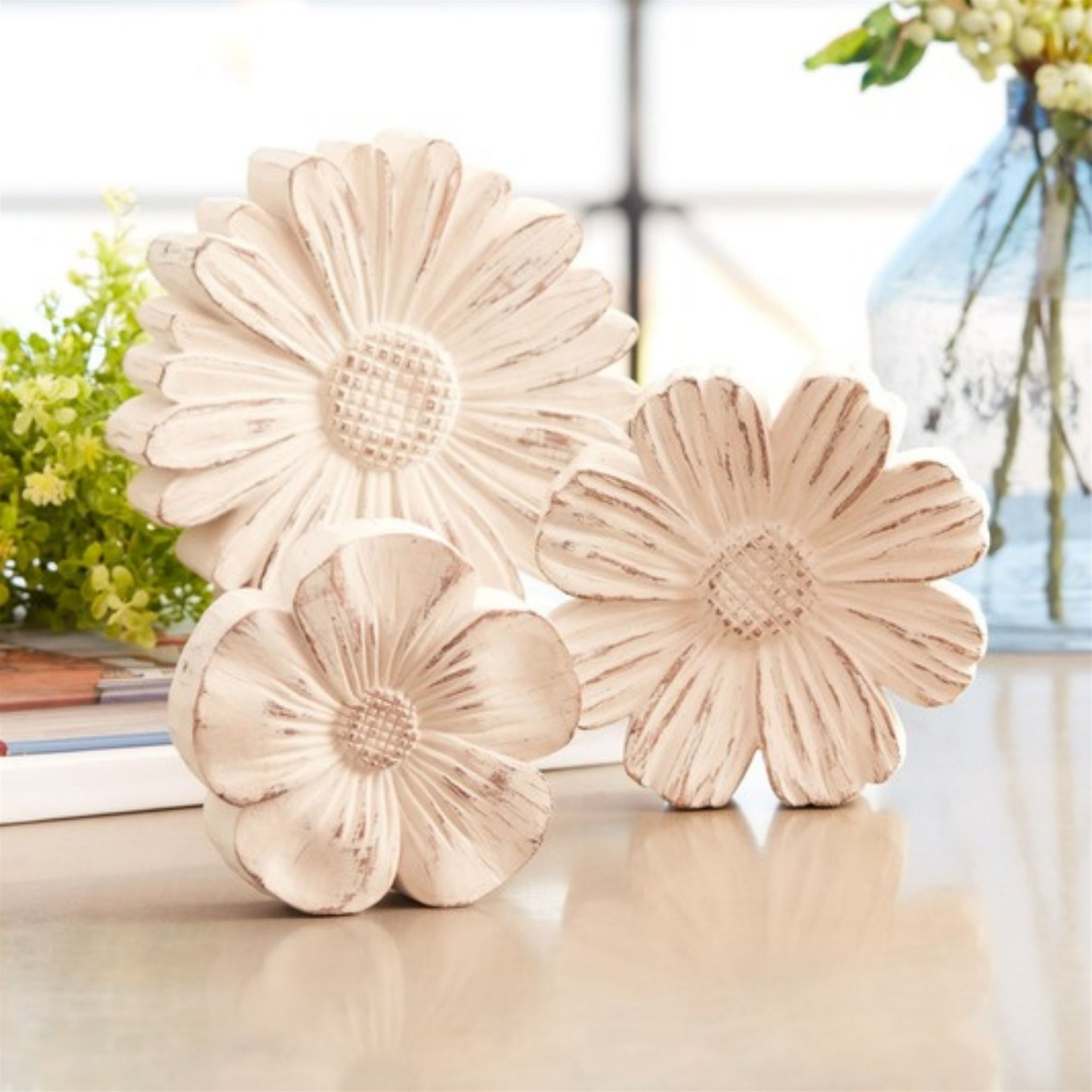 Flower (Set of 3)5"H, 6"H, 7"H Resin/Stone Powder
