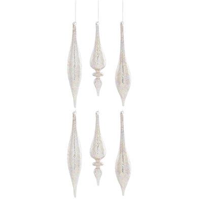 Champagne Jeweled Glass Drop Ornament (Set of 6)