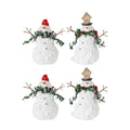 Terra Cotta Melted Snowman Family with Bird and Pine Accents (Set of 4)