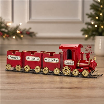 Metal Toy Train on Track Display 37"L
