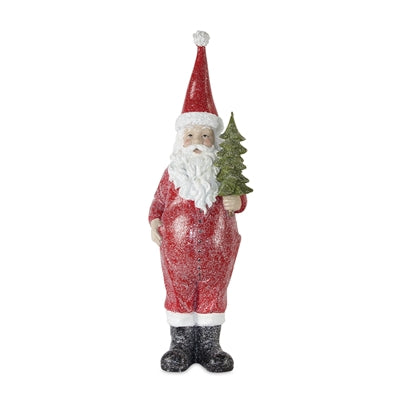 Frosted Long John Santa with Pine and List Accent (Set of 3)