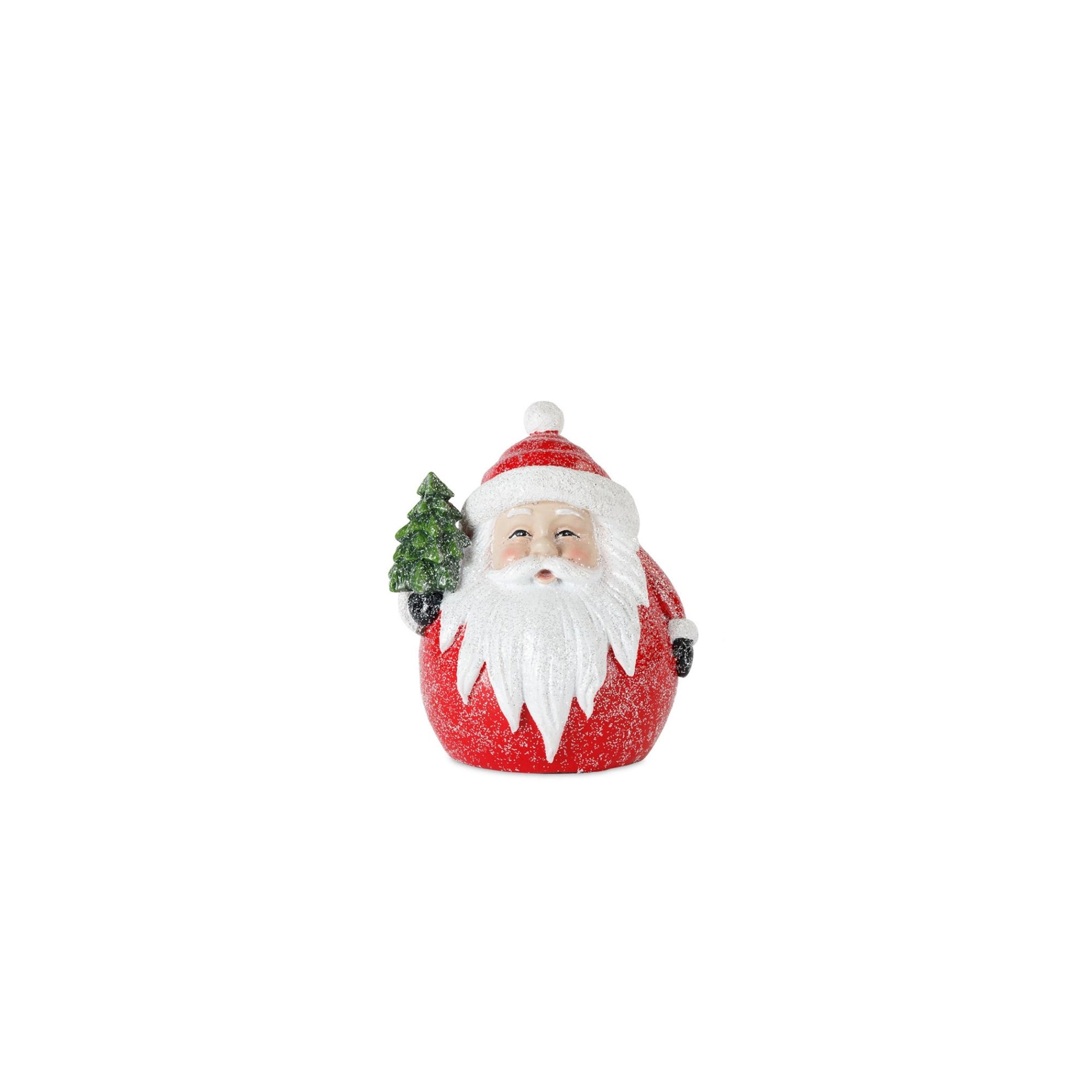 Frosted Round Santa Figure with Bird and Pine Accent (Set of 6)
