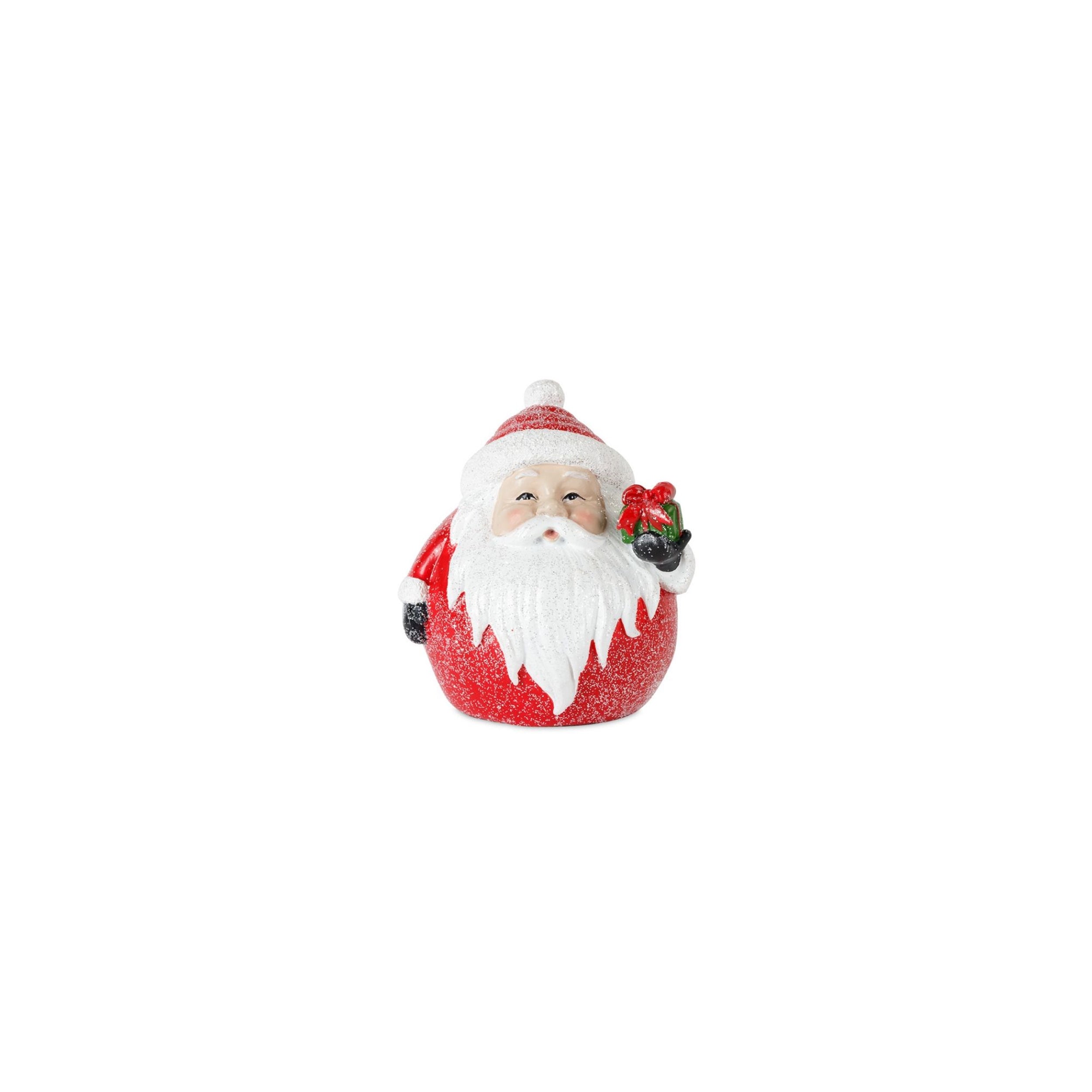 Frosted Round Santa Figure with Bird and Pine Accent (Set of 6)
