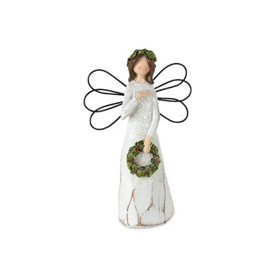Frosted Winter Angel with Bird and Wreath Accent (Set of 6)