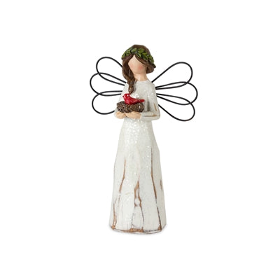 Frosted Winter Angel with Bird and Wreath Accent (Set of 6)