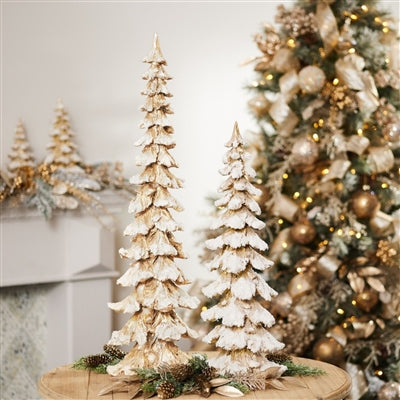 Gold Flocked Pine Tree 26"H