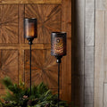 Black Punched Metal Candle Holder Garden Stake (Set of 4)
