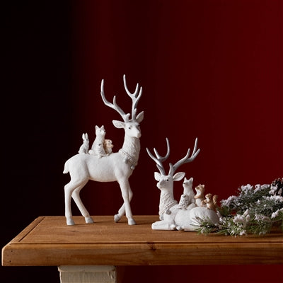 Winter Deer with Woodland Friends Figurine (Set of 2)