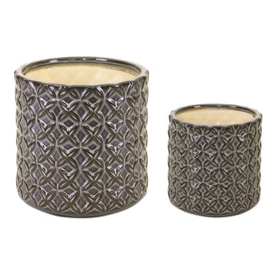 Geometric Pattern Ceramic Pot (Set of 2)