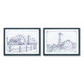 Framed Sketch Art Barn Print (Set of 2)