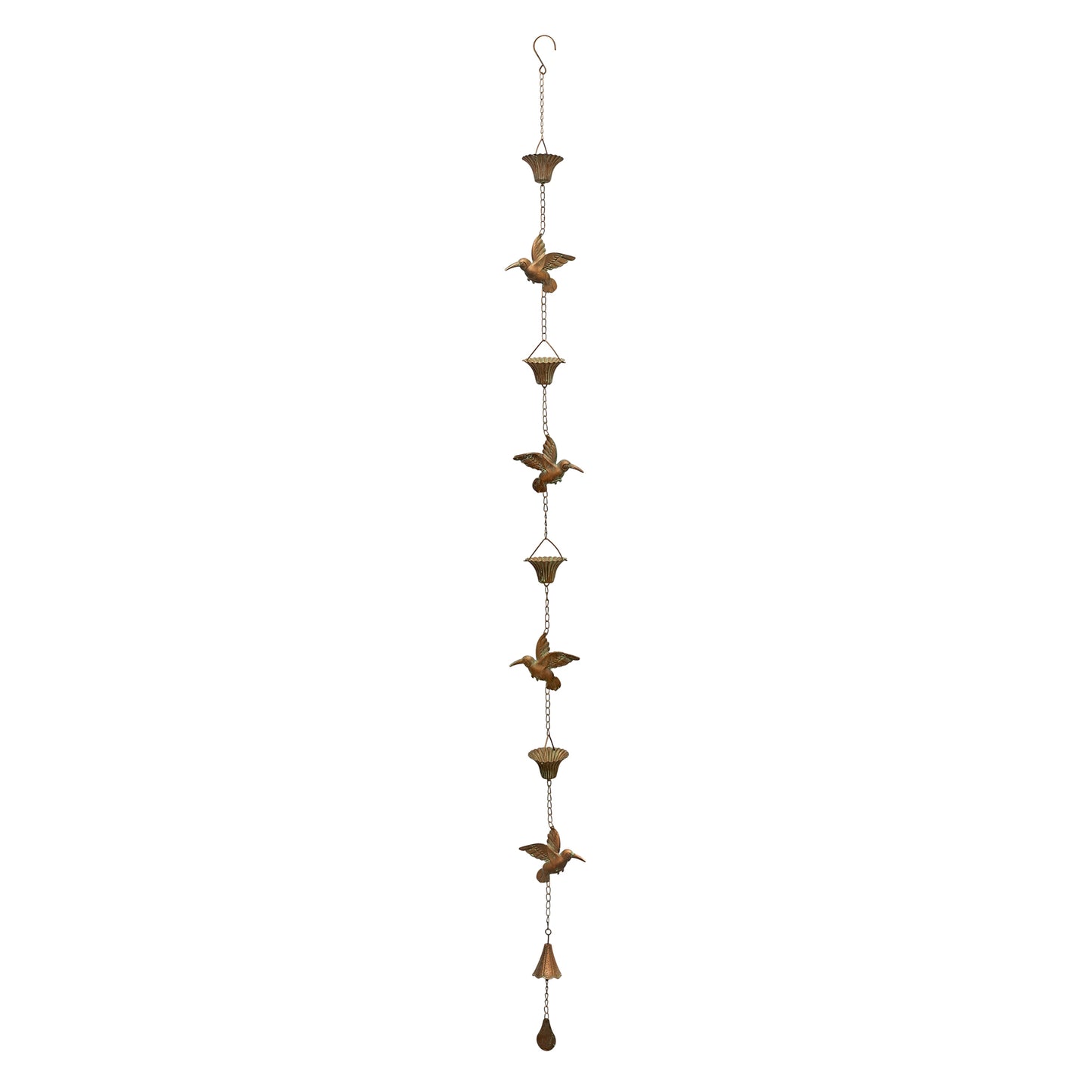 Iron Hummingbird Rain Chain 61.5"H