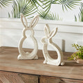 Carved Stone Bunny Outline Decor (Set of 2) 5"L x 9"H, 4.75"L x 10.75"H Resin