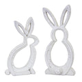 Carved Stone Bunny Outline Decor (Set of 2) 5"L x 9"H, 4.75"L x 10.75"H Resin
