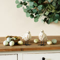 Bird Figurine with Carved Floral Design (Set of 2)