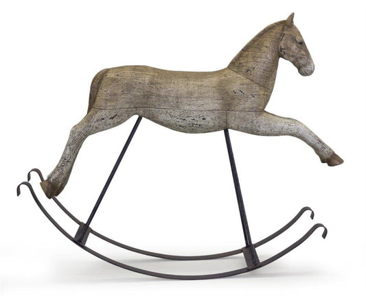 Rustic Rocking Horse Decor with Metal Stand 22.25"L