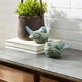 Blue and Green Terra Cotta Bird Figurine (Set of 2)