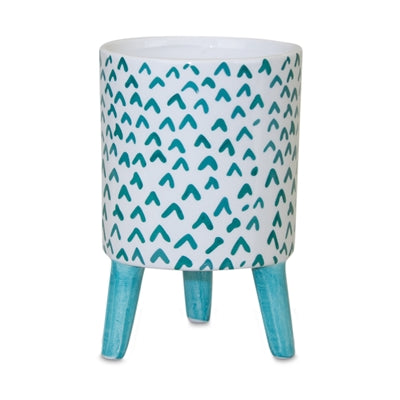 Blue Patterned Pot with Legs (Set of 2)