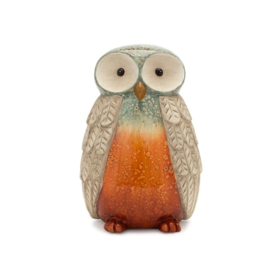 Terra Cotta Owl Figurine with Glazed Accents (Set of 2)
