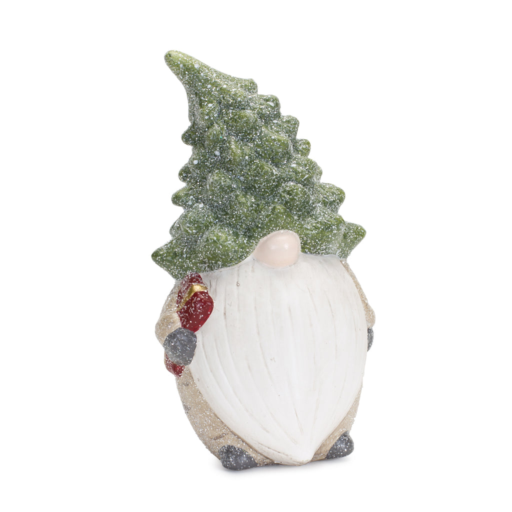 Terra Cotta Gnome Figurine with Pine Tree Hat (Set of 2)