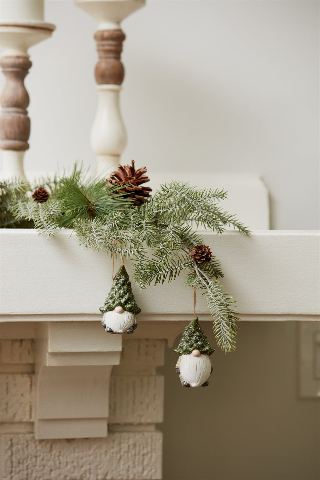 Terra Cotta Gnome with Pine Tree Hat Ornament (Set of 6)