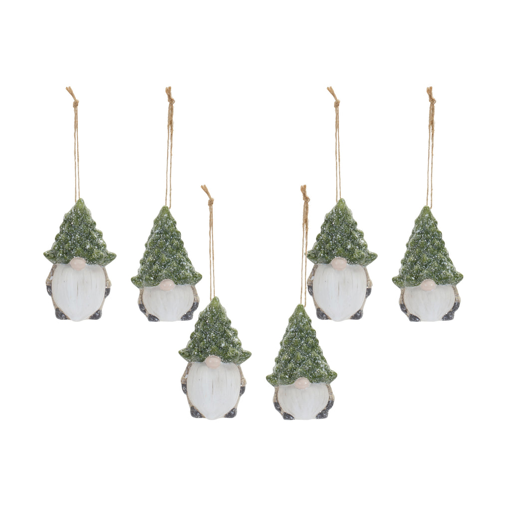 Terra Cotta Gnome with Pine Tree Hat Ornament (Set of 6)