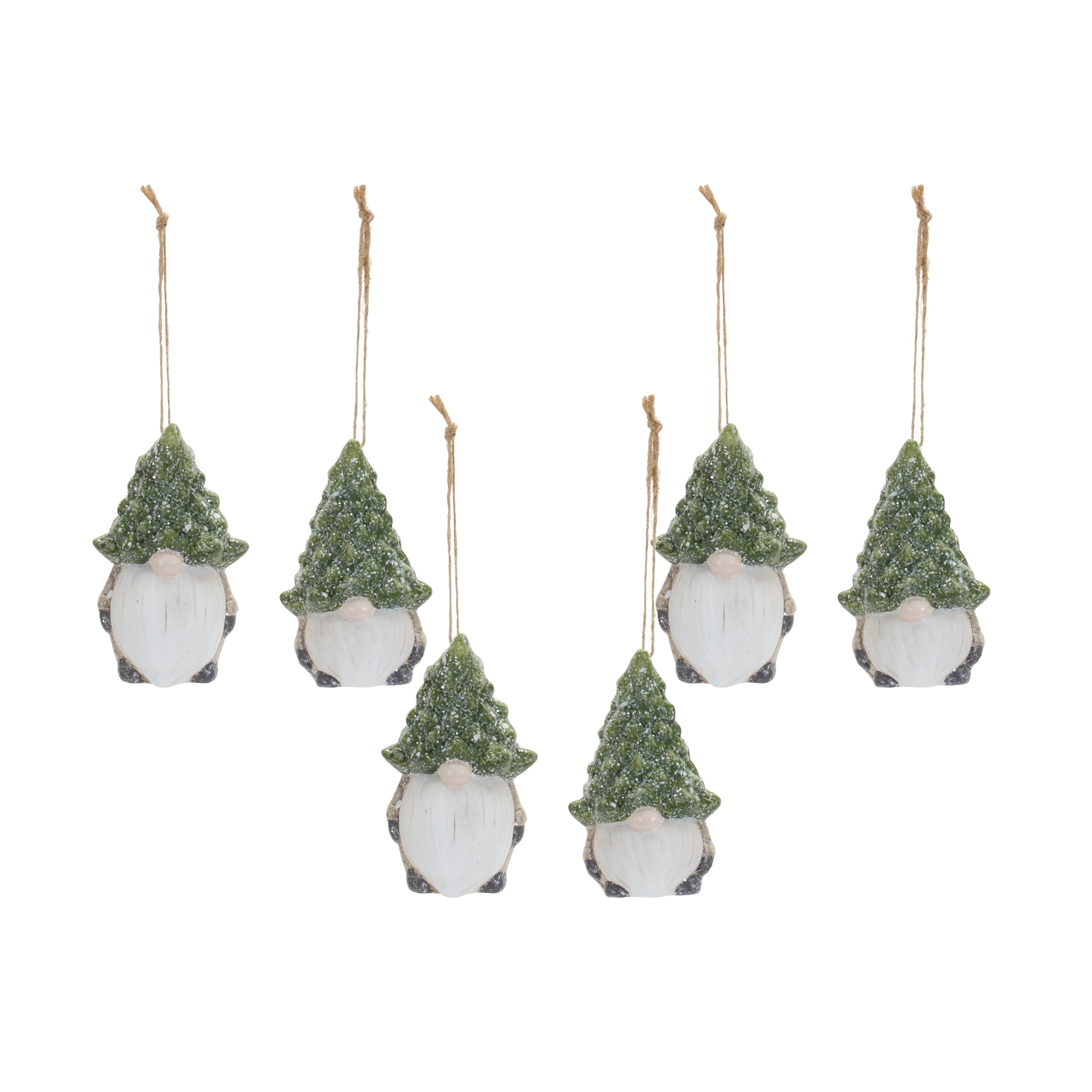 Terra Cotta Gnome with Pine Tree Hat Ornament (Set of 6)