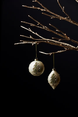 Painted Snowy Pine Tree Ball Ornament (Set of 6)