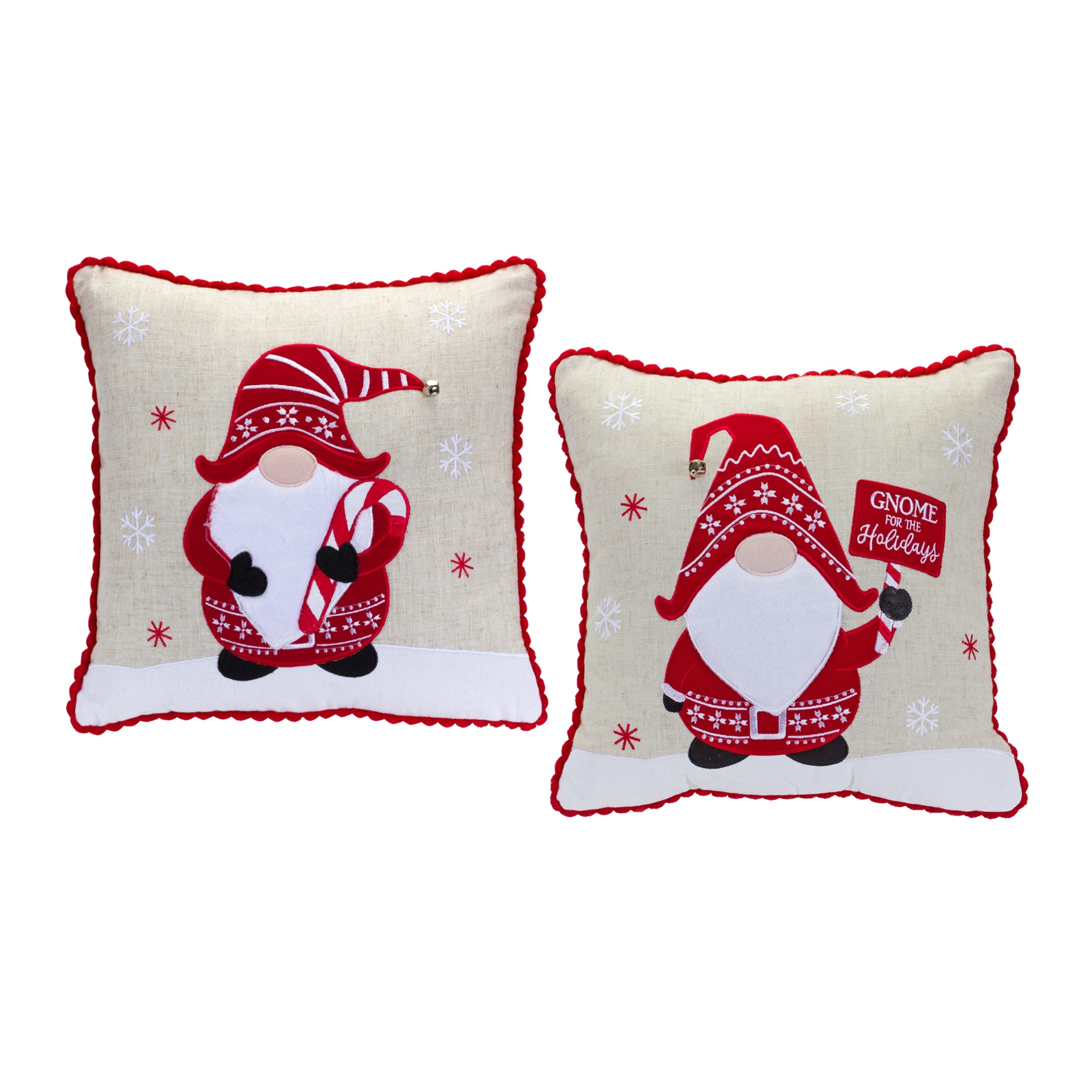 Gnome Holiday Pillow (Set of 2) 15”SQ Polyester
