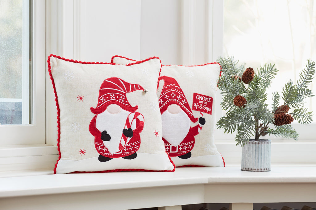 Gnome Holiday Pillow (Set of 2) 15”SQ Polyester