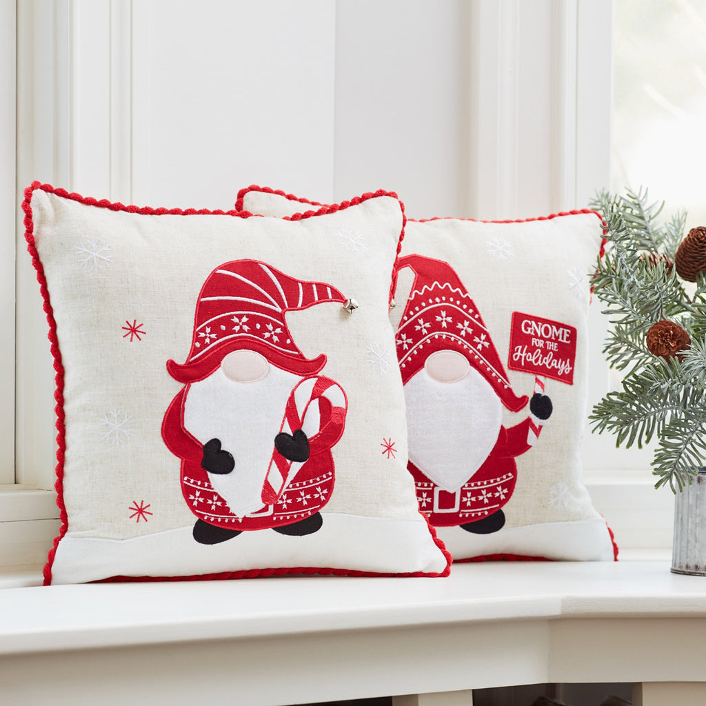 Gnome Holiday Pillow (Set of 2) 15”SQ Polyester