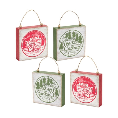 Winter Cabin and Trails Sentiment Sign (Set of 4)