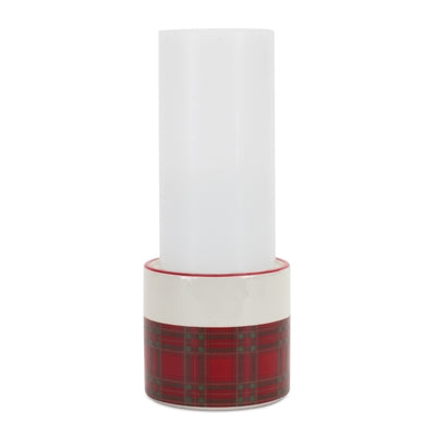 Winter Plaid Ceramic Candle Holder (Set of 2)
