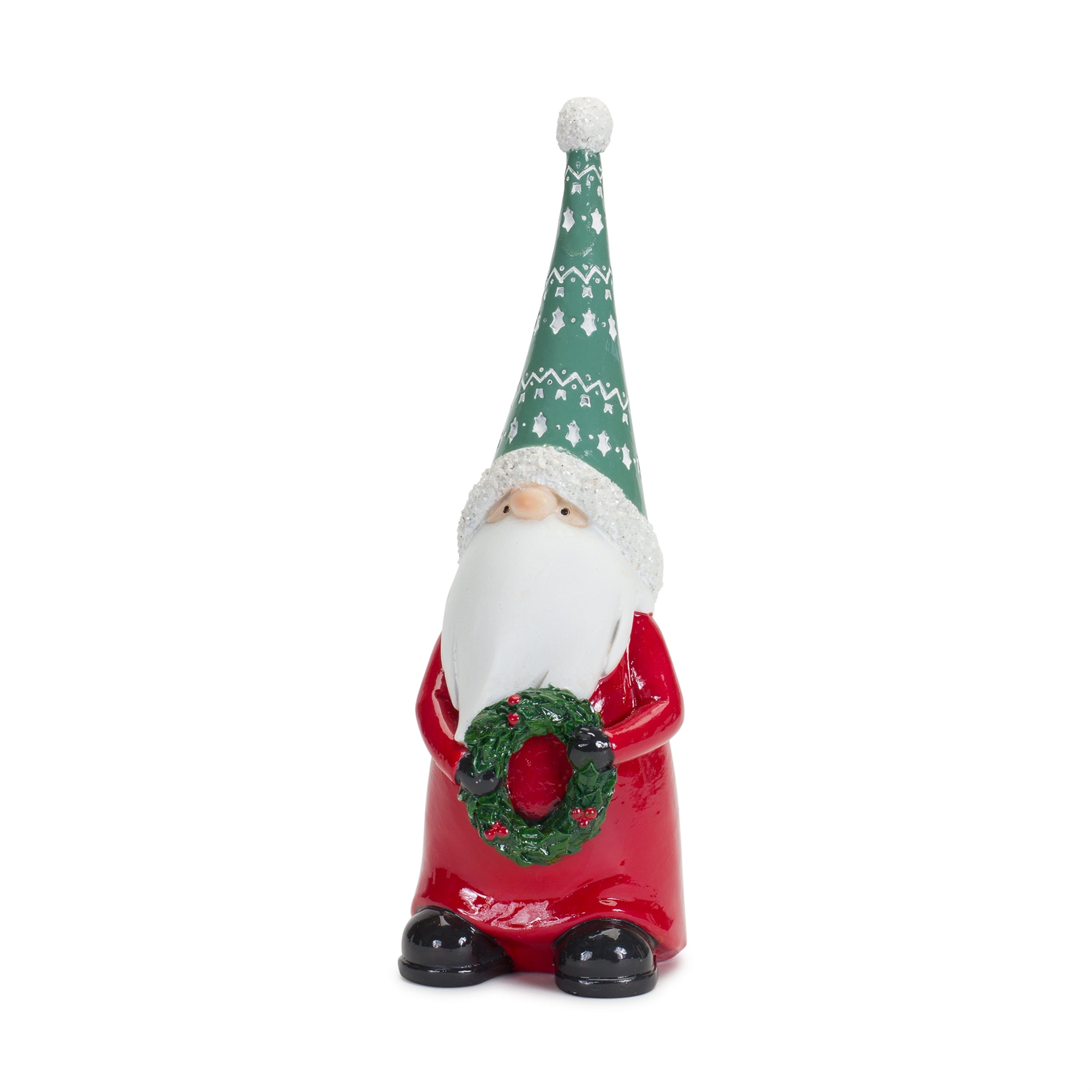 Gnome w/Wreath & Package (Set of 2) 9”H Resin
