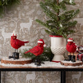 Winter Cardinal Bird Figurine with Santa Boots and Hat (Set of 3)