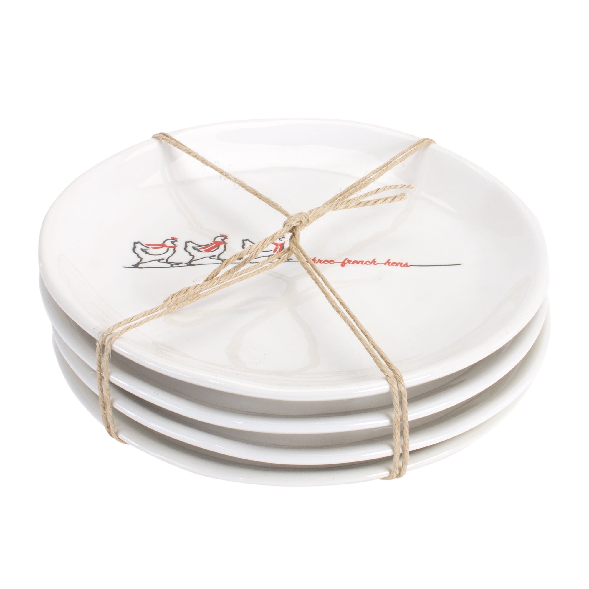 Stoneware Three French Hens Holiday Plate (Set of 4)