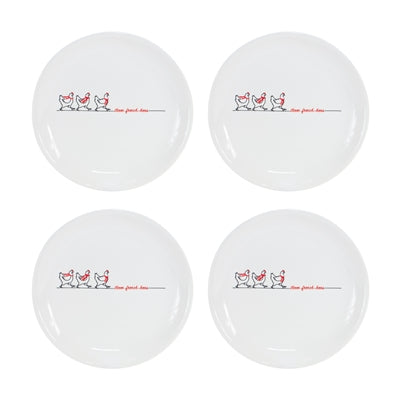 Stoneware Three French Hens Holiday Plate (Set of 4)