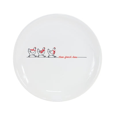 Stoneware Three French Hens Holiday Plate (Set of 4)
