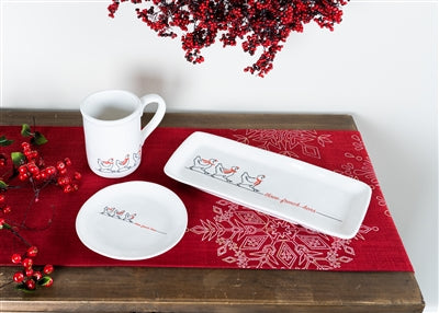 Stoneware Three French Hens Holiday Plate (Set of 4)