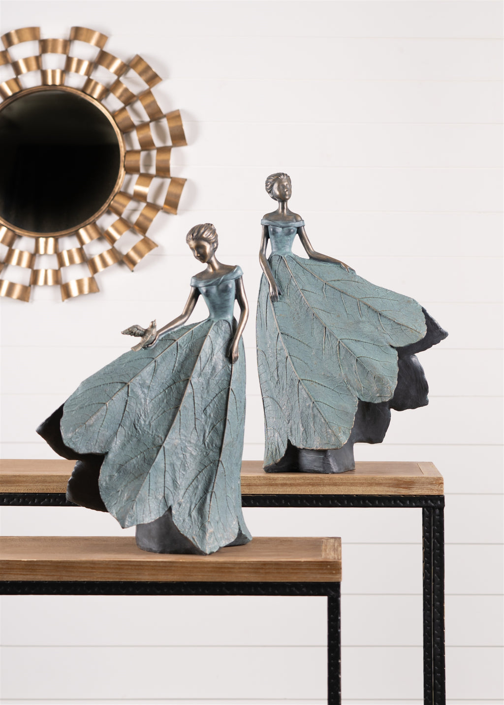 Garden Fairy Figurine with Flower Petal Dress (Set of 2)