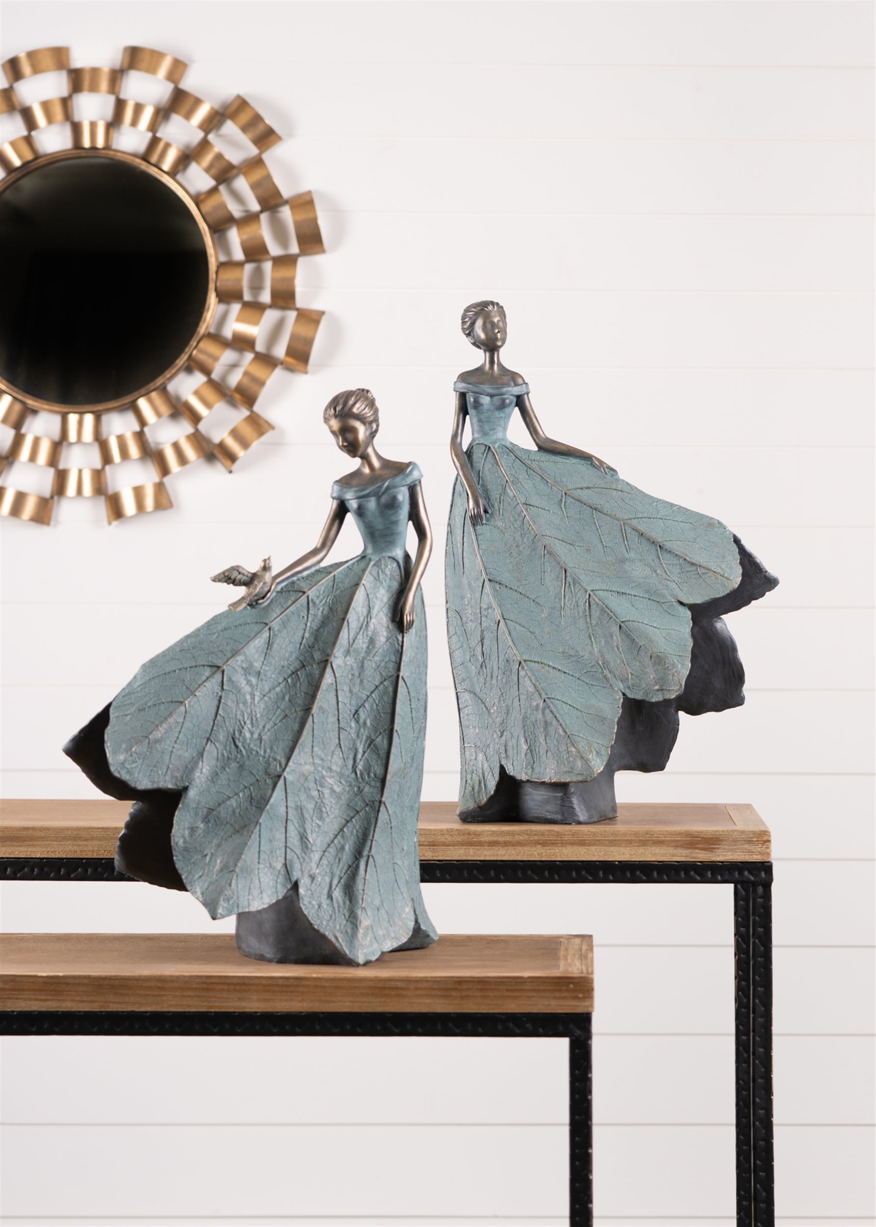 Garden Fairy Figurine with Flower Petal Dress (Set of 2)