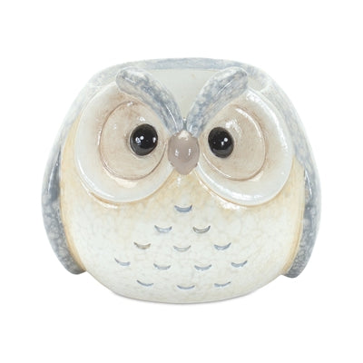 Whimsical Pastel Terra Cotta Owl Figurine (Set of 3)