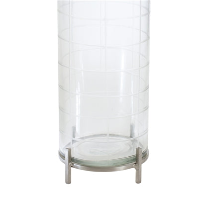 Patterned Glass Candle Holder with Metal Stand