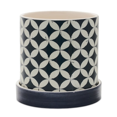 Geometric Pattern Planter with Plate (Set of 2)