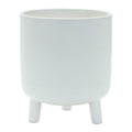 Ribbed Stone Footed Planter 7"H