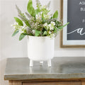 Ribbed Stone Footed Planter 7"H