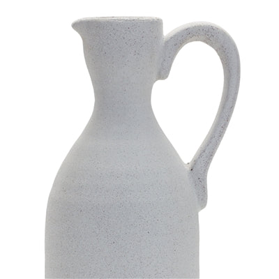 Modern White Clay Pitcher Vase 13.5"H