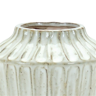 Rustic Carved Clay Vase 5"H