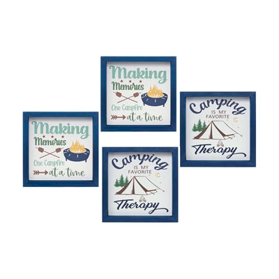 Wood Framed Camping Sentiment Sign (Set of 4)